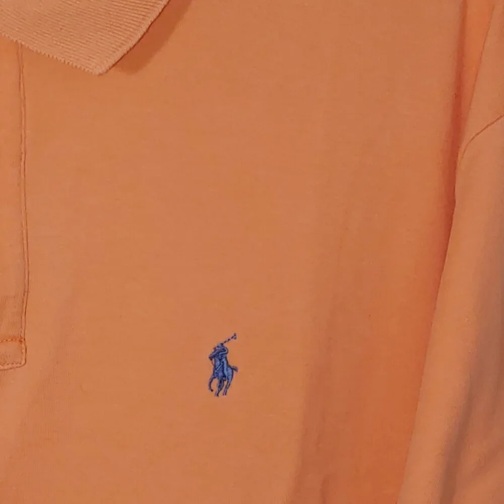 Polo by Ralph Lauren Embroidered Polo Shirt Short Sleeve Size L Peach Orange
